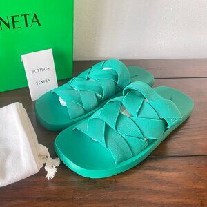 BOTTEGA VENETA 651402 Men's Slide Sandals Intrecciato Starfish Turquoise Blue